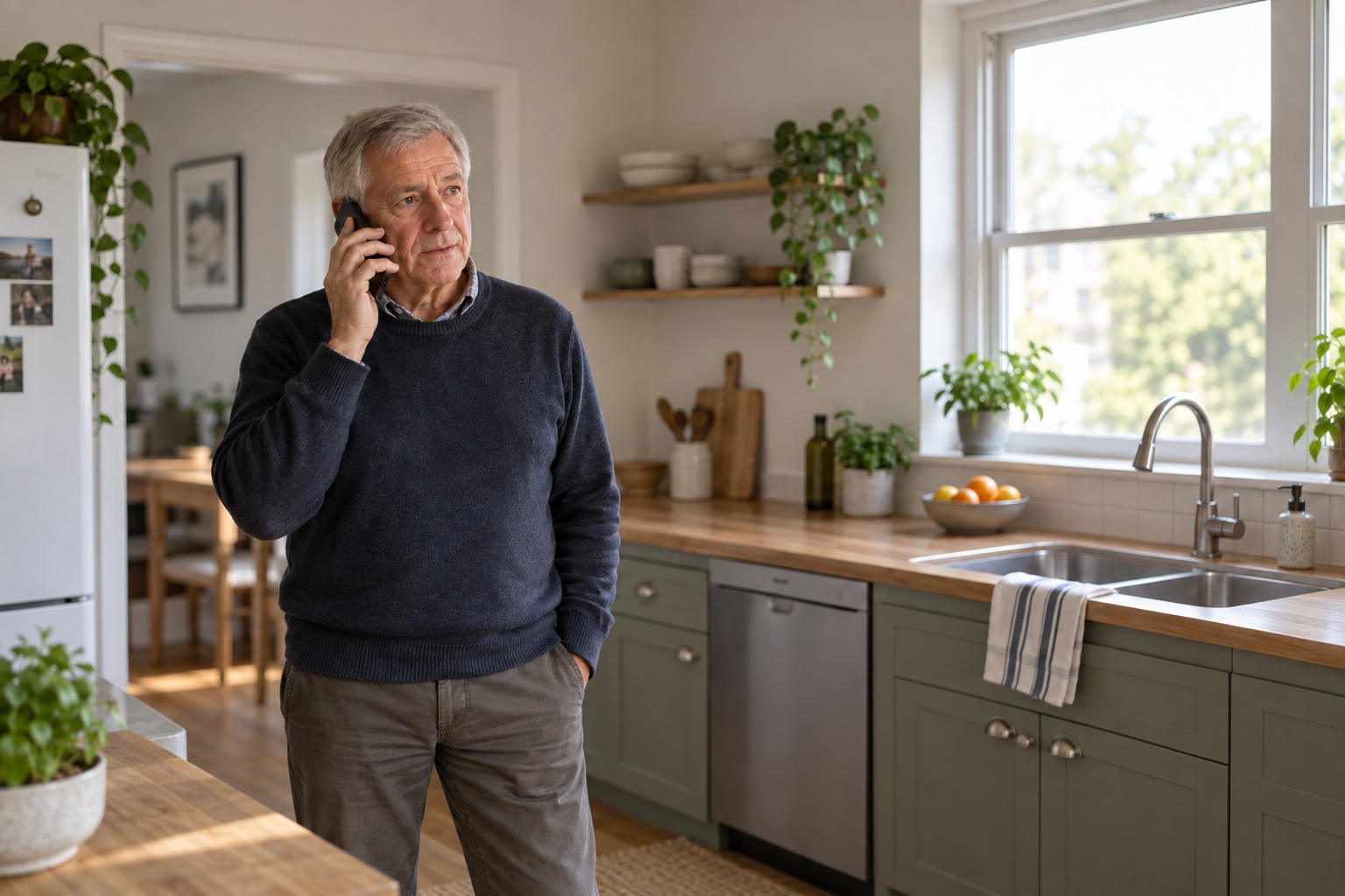 A man in his 60s calling about hot water in his apartment